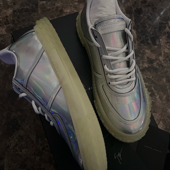 Giuseppe Zanotti Blabber Low-Top Iridescent Leather Sneakers SZ 41EU - Picture 5 of 14